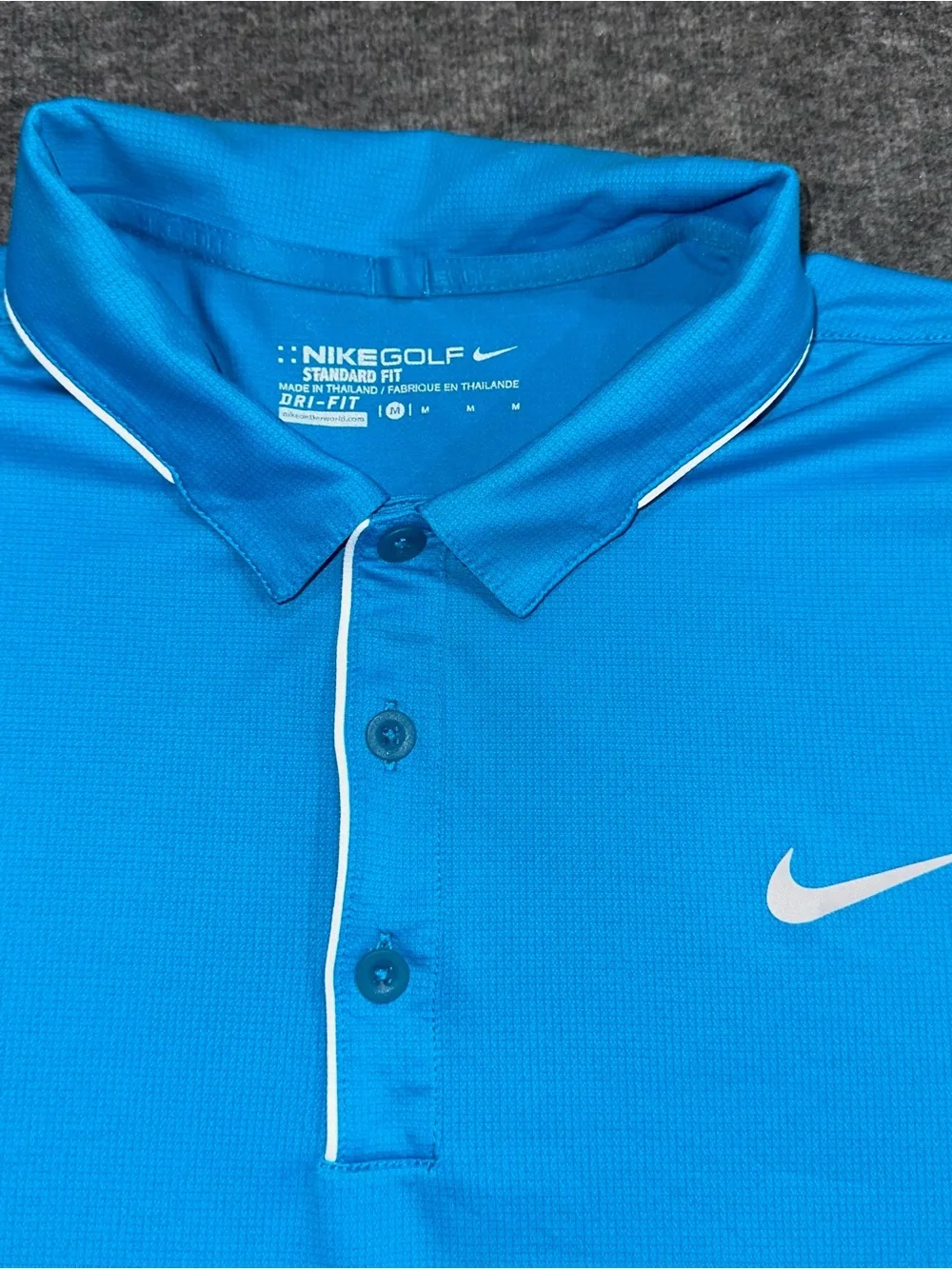 Nike Golf Dri Fit Blue Athletic Golf Polo Shirt Mens Medium Standard Fit